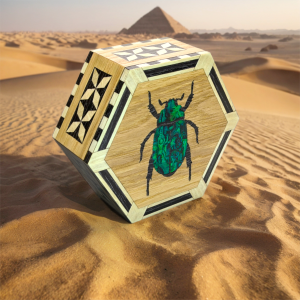 Hexagonal Box, Beetle Inlay, Iridescent Art, Marquetry, Parquetry, Keepsake Box, Handmade Wood, Luxury Decor, Entomology Gift, Cork Lined