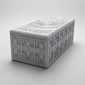 Handmade, Gothic Decor, Marquetry Box, White Home Decor, Architectural Gift, Jewellery Storage, Rose Window, Luxury Keepsake, Minimalist Aesthetic