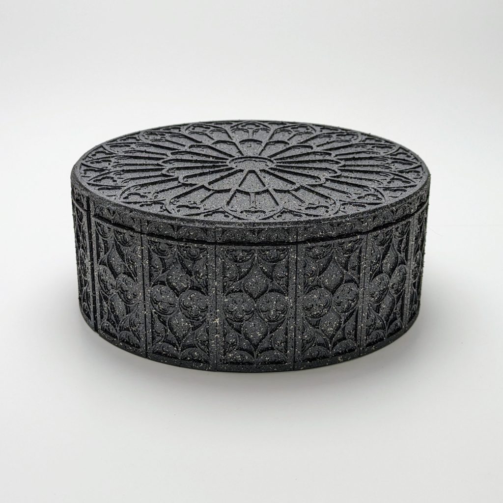 Gothic Decor, Handmade, Marquetry Box, Jewellery Storage, Architectural Art, Dark Academia, Rose Window, Luxury Gift, Stone Effect, Artisan Made
