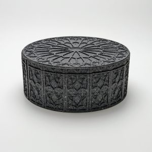 Gothic Decor, Handmade, Marquetry Box, Jewellery Storage, Architectural Art, Dark Academia, Rose Window, Luxury Gift, Stone Effect, Artisan Made