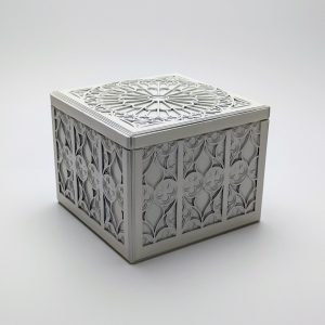 Handmade, Gothic Decor, Marquetry Box, White Home Decor, Architectural Gift, Jewellery Storage, Rose Window, Luxury Keepsake, Minimalist Aesthetic