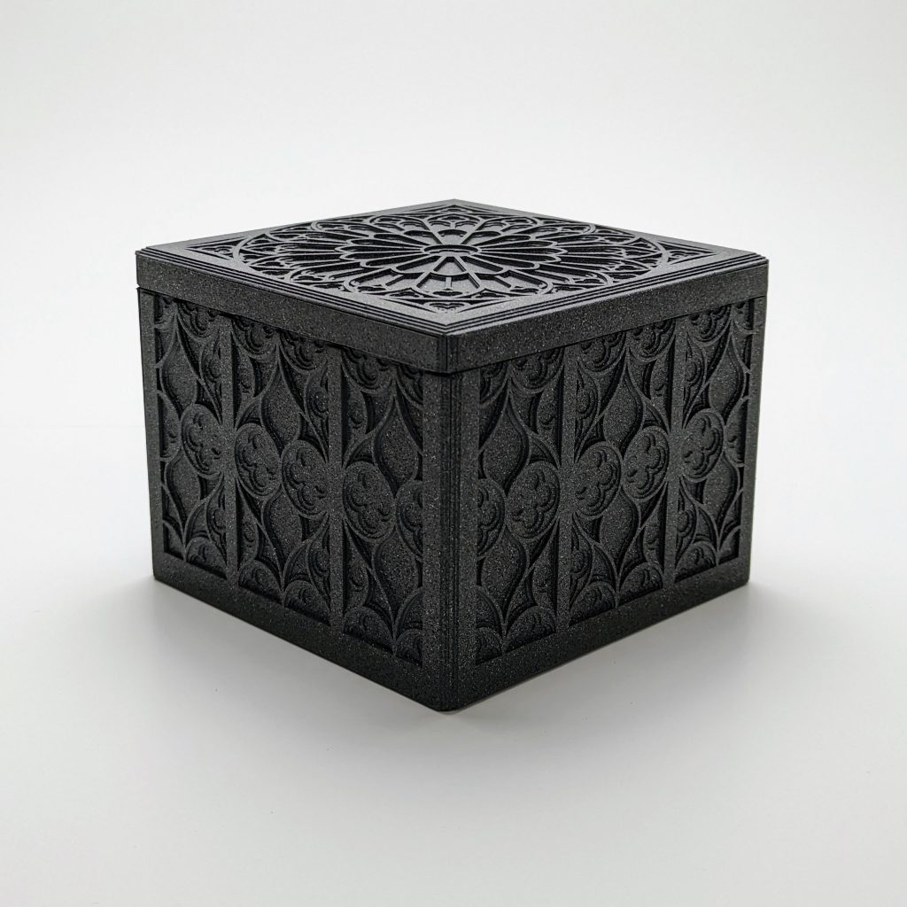 Gothic Decor, Handmade, Marquetry Box, Jewellery Storage, Architectural Art, Dark Academia, Rose Window, Luxury Gift, Stone Effect, Artisan Made