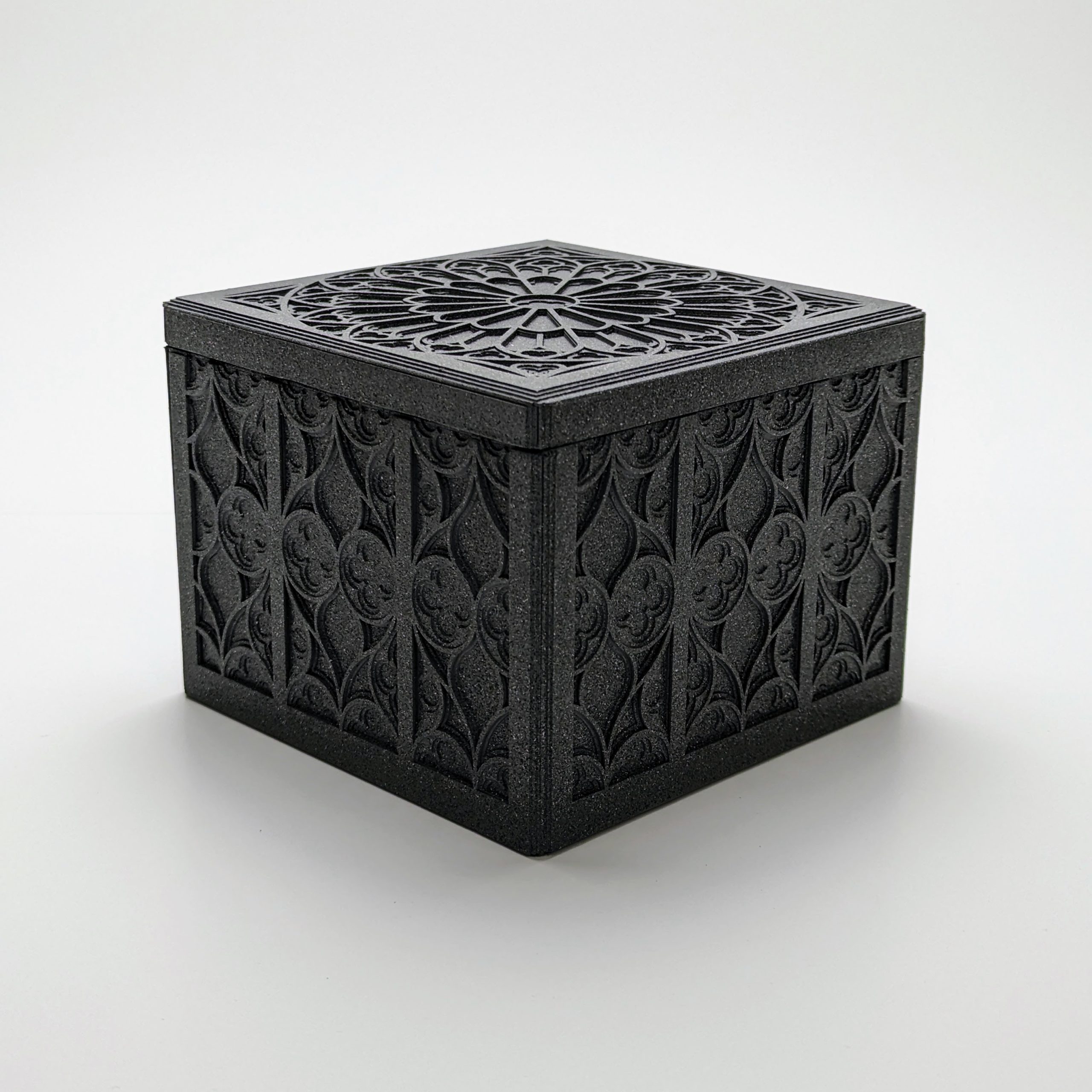 Gothic Decor, Handmade, Marquetry Box, Jewellery Storage, Architectural Art, Dark Academia, Rose Window, Luxury Gift, Stone Effect, Artisan Made