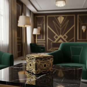 Art Deco Box, Gold Keepsake Box, Gatsby Decor, Geometric Jewellery Box, Luxury Storage, Handmade Gift, 1920s Style, Gold Leaf Art, Black and Gold Decor, Statement Piece