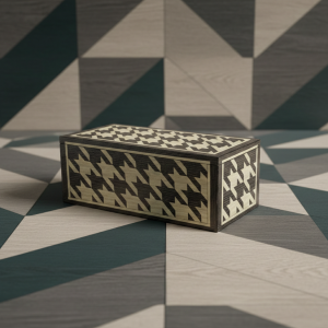Handmade, Marquetry, Wood Inlay, Houndstooth, Keepsake Box, Jewellery Box, Luxury Gift, Home Decor, Geometric Art, Artisan Woodworking, Bespoke Box