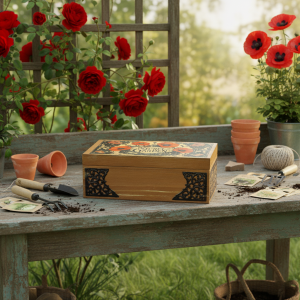 Handmade, Wooden Box, Secret Garden, Jewellery Storage, Botanical Art, Art Nouveau, Keepsake Box, Gift for Her, Artisan Decor,