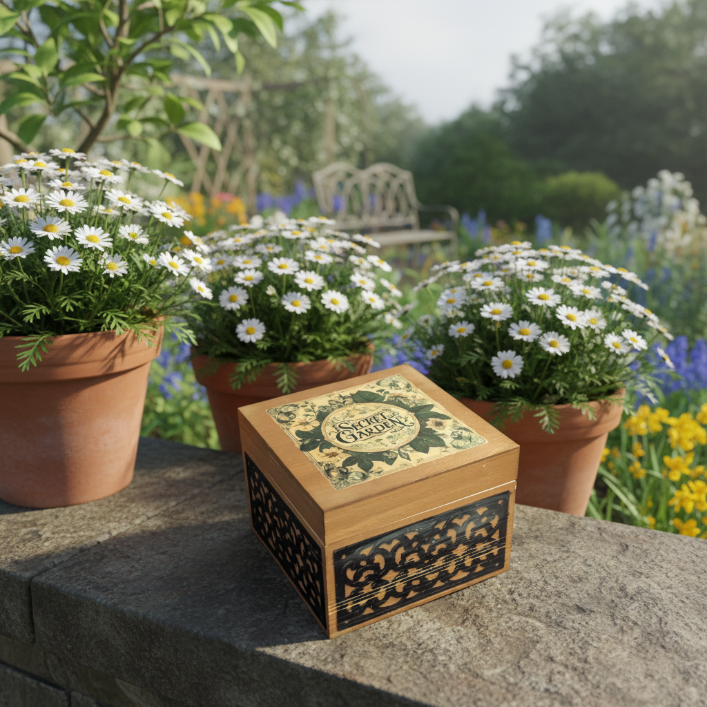 Handmade, Wooden Box, Secret Garden, Keepsake Box, Botanical Decor, Vintage Style, Jewellery Storage, Artisan Crafted, Gift for Her