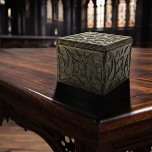 Gothic Decor, Marquetry, Handmade Box, Jewellery Storage, Architectural Art, Dark Academia, Rose Window, Artisan Gift, Black Decor, Stone Finish